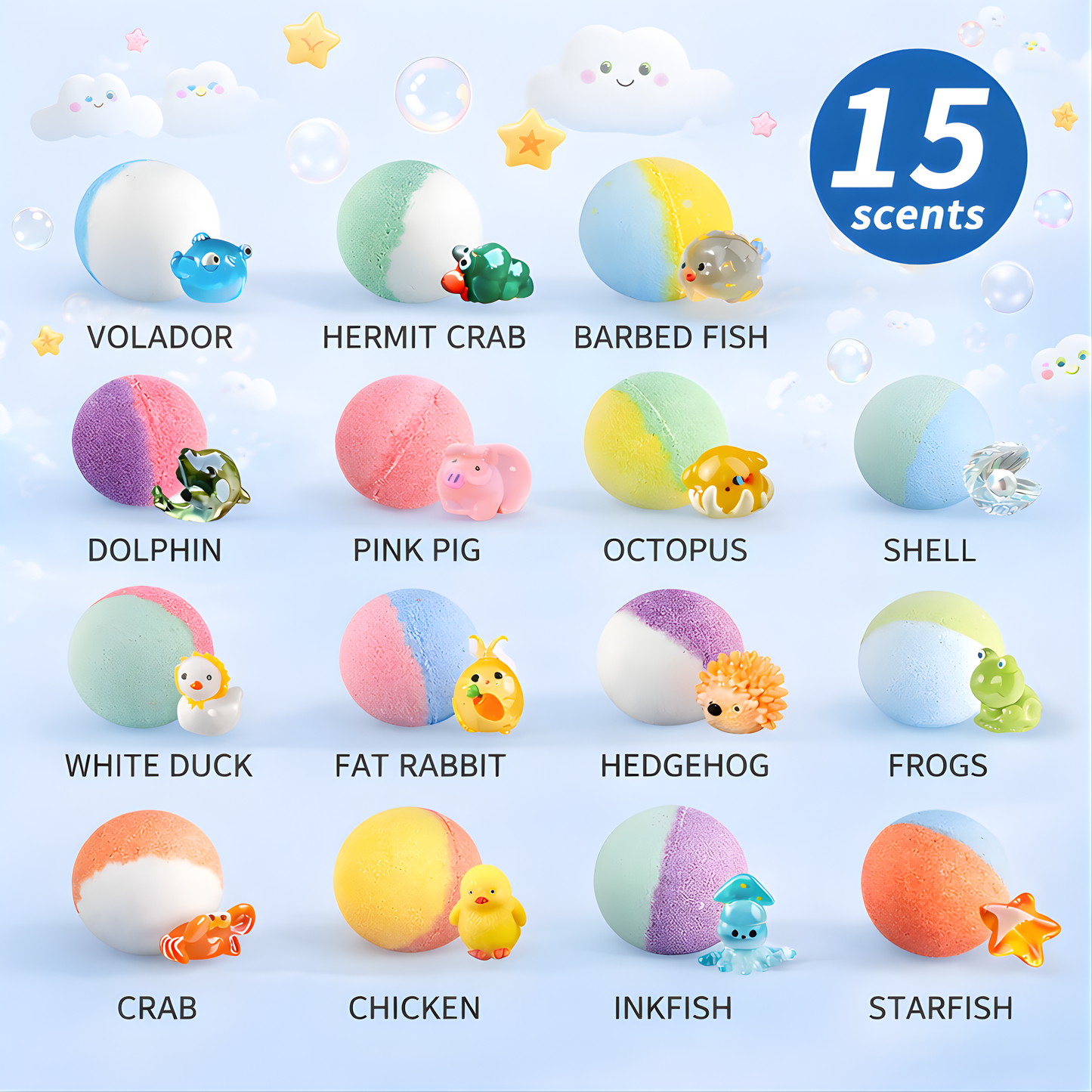 15 Fizzy Bath Friends